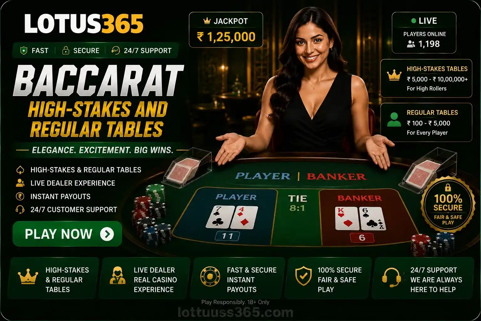 Baccarat casino game on Lotus365