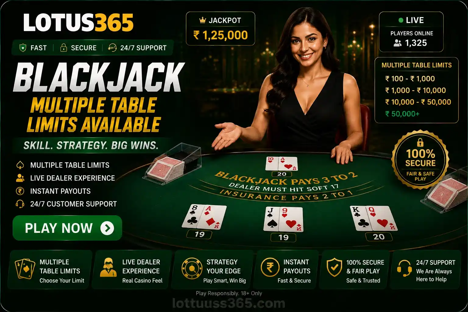 Blackjack casino game on Lotus365